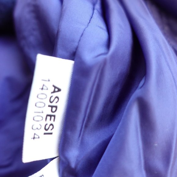 Blue Navy Down Jacket Women Large Packable Western Pom Pom Italy NWT ASPESI $565 - Picture 12 of 14